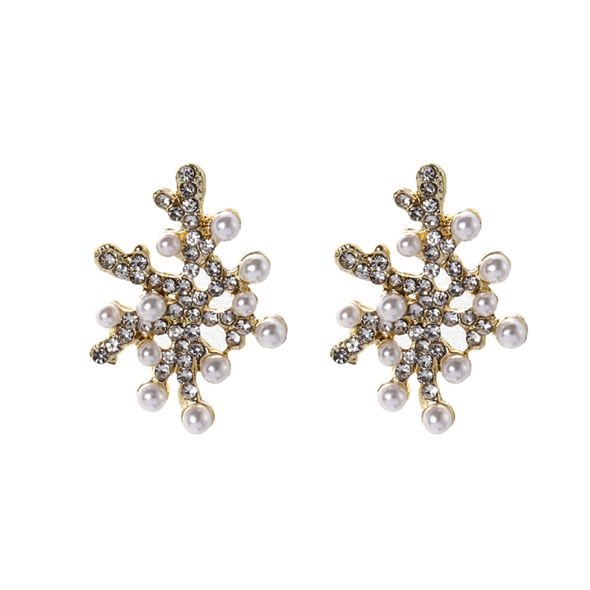 Pearl & Cubic Zirconia 18K Gold-Plated Coral Stud Earrings