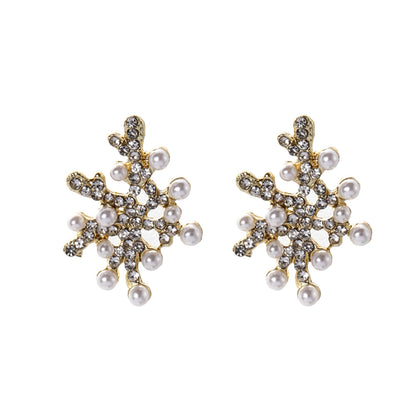 Pearl & Cubic Zirconia 18K Gold-Plated Coral Stud Earrings