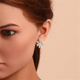 Imitation Pearl & Cubic Zirconia Coral Stud Earrings