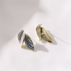 Green Enamel & 18K Gold-Plated Leaves Stud Earrings