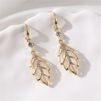 Quartz & Goldtone Leaf Drop Earrings