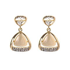 Cats Eye & Crystal 18K Gold-Plated Triangle Drop Earrings