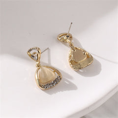 Cats Eye & Crystal 18K Gold-Plated Triangle Drop Earrings