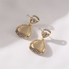 Cats Eye & Crystal 18K Gold-Plated Triangle Drop Earrings