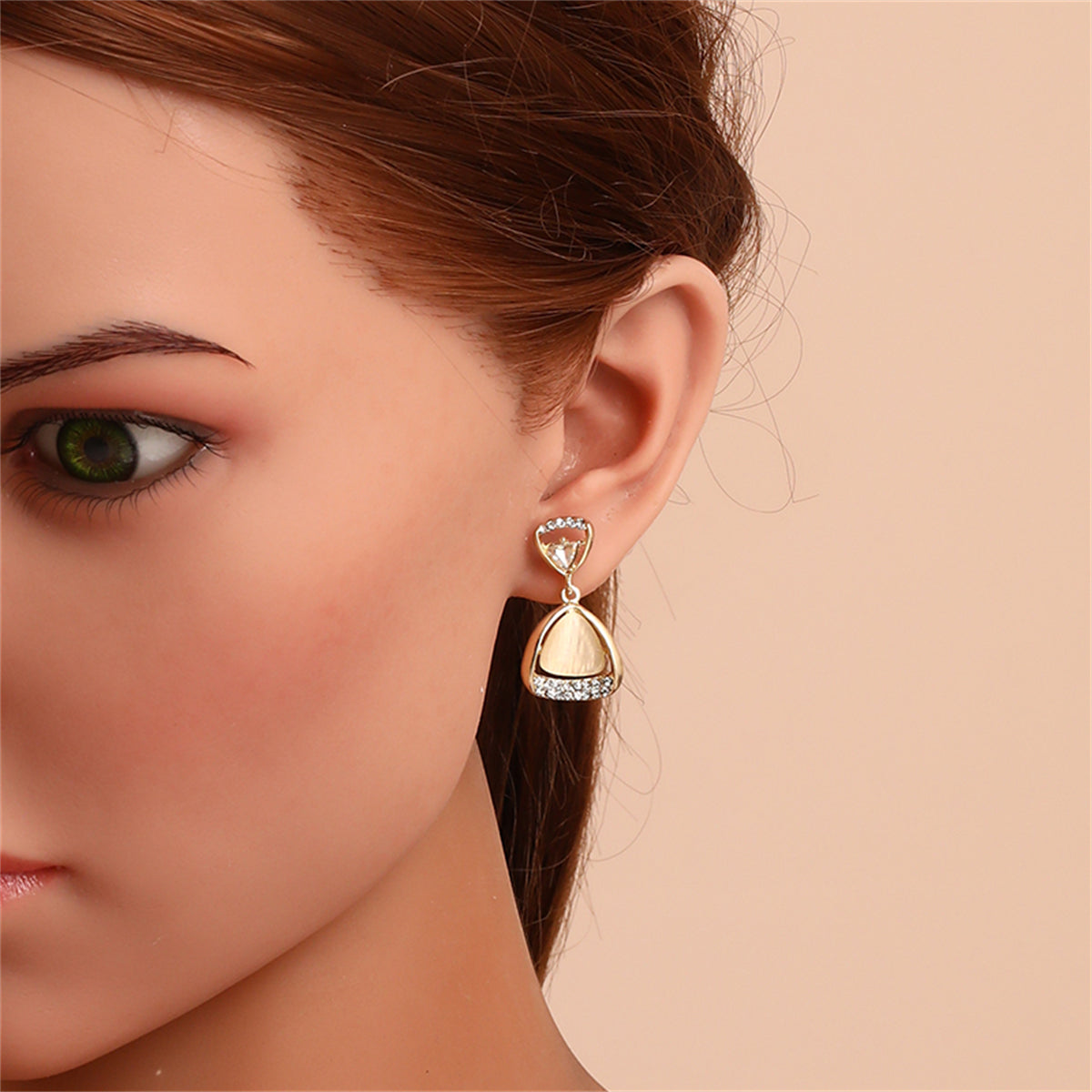 Cats Eye & Crystal 18K Gold-Plated Triangle Drop Earrings