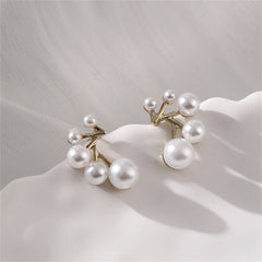 Pearl & 18K Gold-Plated Botanical Stud Earrings