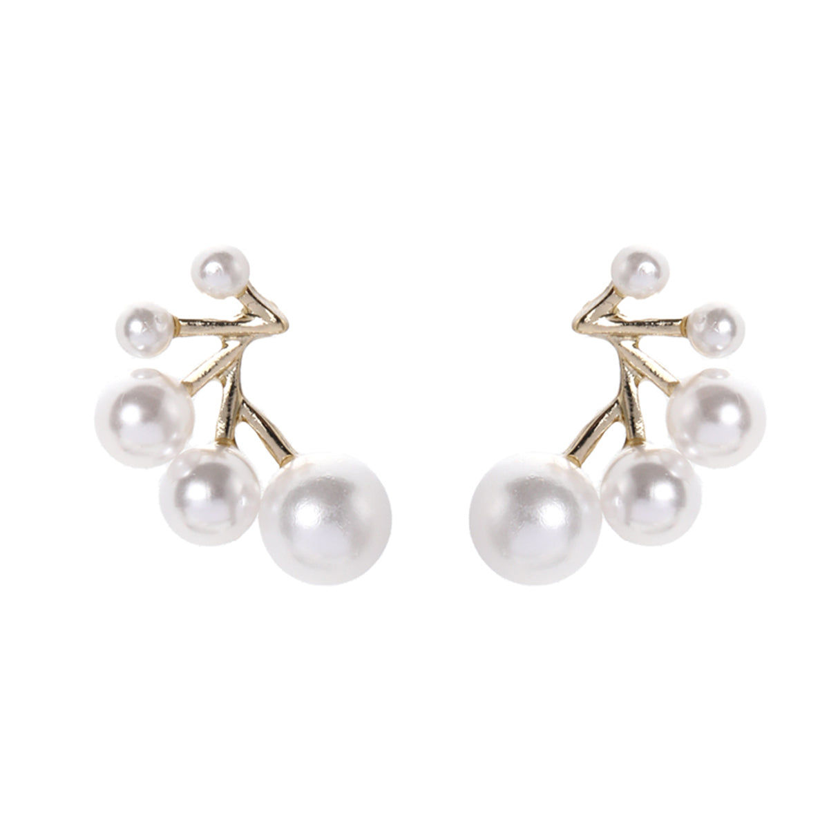 Pearl & 18K Gold-Plated Botanical Stud Earrings
