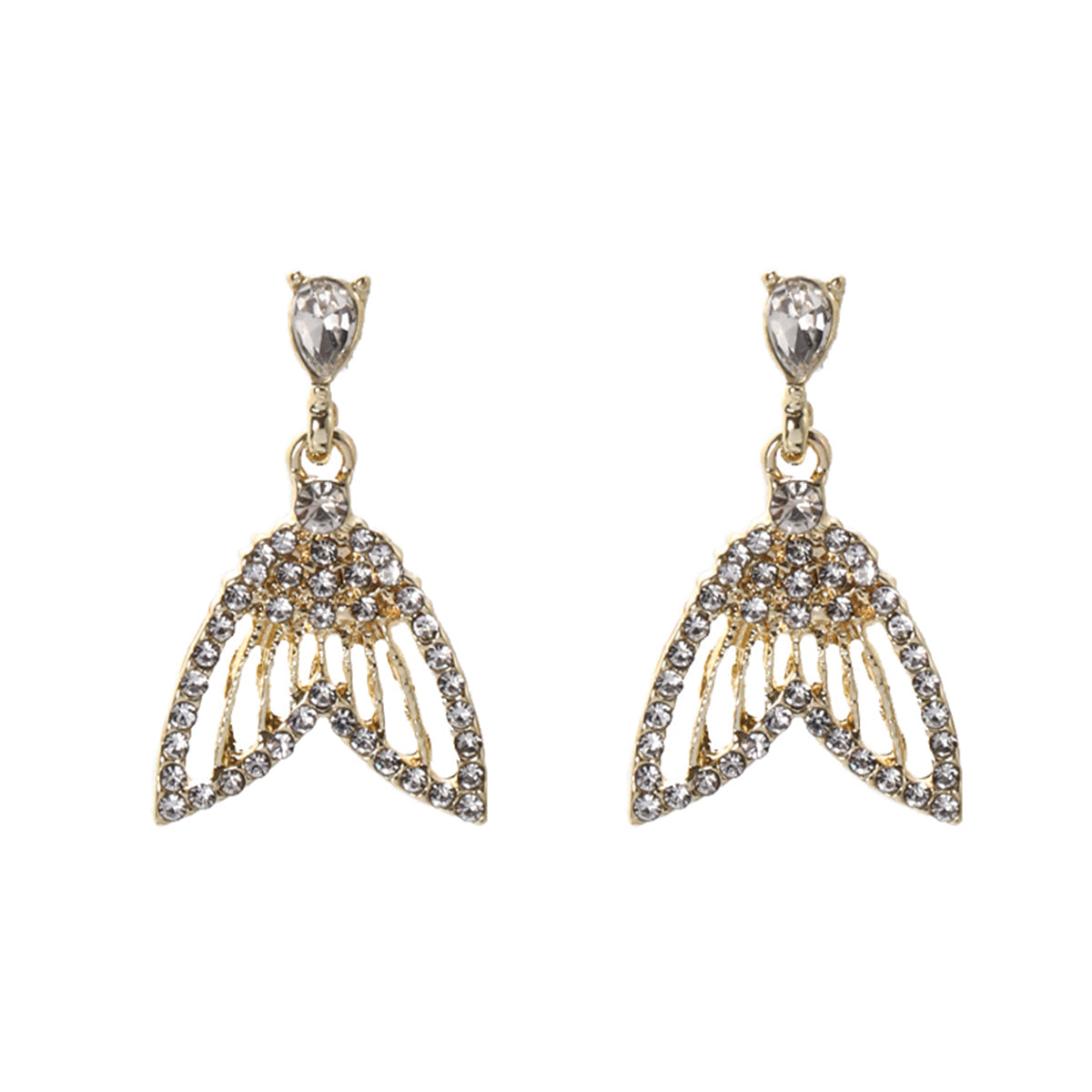 Cubic Zirconia & Crystal Fishtail Drop Earrings