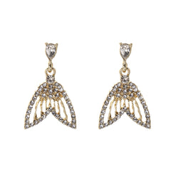 Cubic Zirconia & Crystal Fishtail Drop Earrings