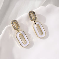 Cubic Zirconia & Goldtone Oval-Link Drop Earrings