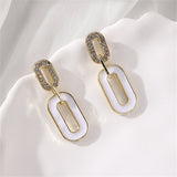 Cubic Zirconia & Goldtone Oval-Link Drop Earrings