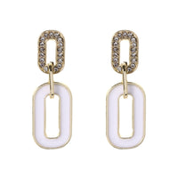 Cubic Zirconia & Goldtone Oval-Link Drop Earrings