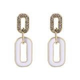 Cubic Zirconia & Goldtone Oval-Link Drop Earrings