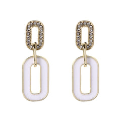 Cubic Zirconia & Enamel 18K Gold-Plated Oval-Link Drop Earrings