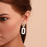 Cubic Zirconia & Goldtone Oval-Link Drop Earrings