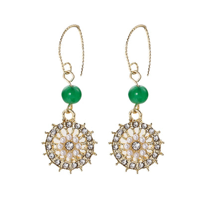 Green Quartz & Cubic Zirconia Pearl 18K Gold-Plated Flower Drop Earrings