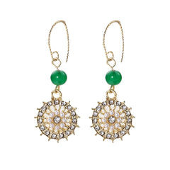 Green Quartz & Cubic Zirconia Pearl 18K Gold-Plated Flower Drop Earrings