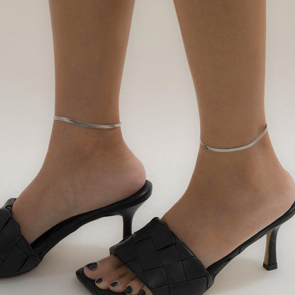 Silver-Plated Snake Chain Anklet, jewelry gift sets for women, botanical inspired, lifestyle look