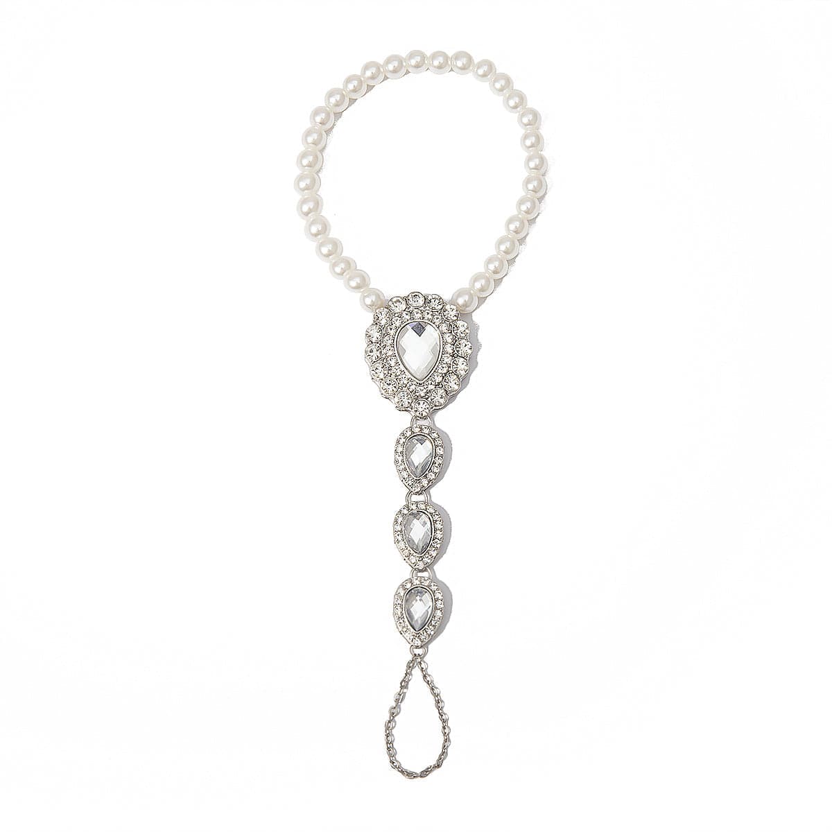 Crystal and Cubic Zirconia Teardrop Ankle-To-Toe Anklet, jewelry gift sets for women, detail close-up