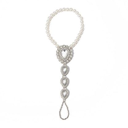 Crystal and Cubic Zirconia Teardrop Ankle-To-Toe Anklet, jewelry gift sets for women, detail close-up