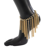 Cubic Zirconia & 18K Gold-Plated Tassel Figaro Chain Anklet