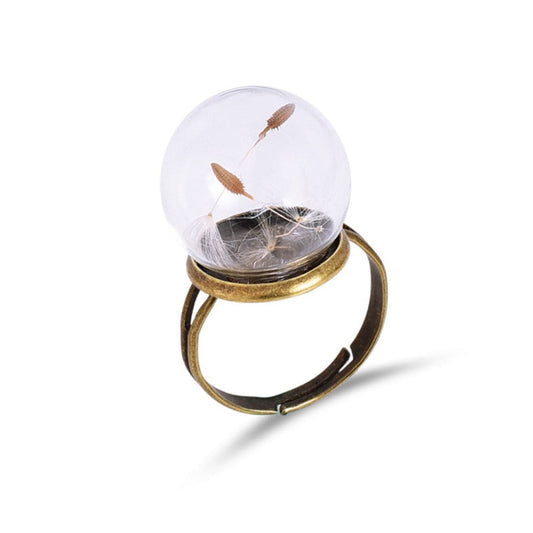 Dandelion and Glass 18K Gold-Plated Blossom Dome Ring, gold statement rings for women, dainty minimalist design, front view