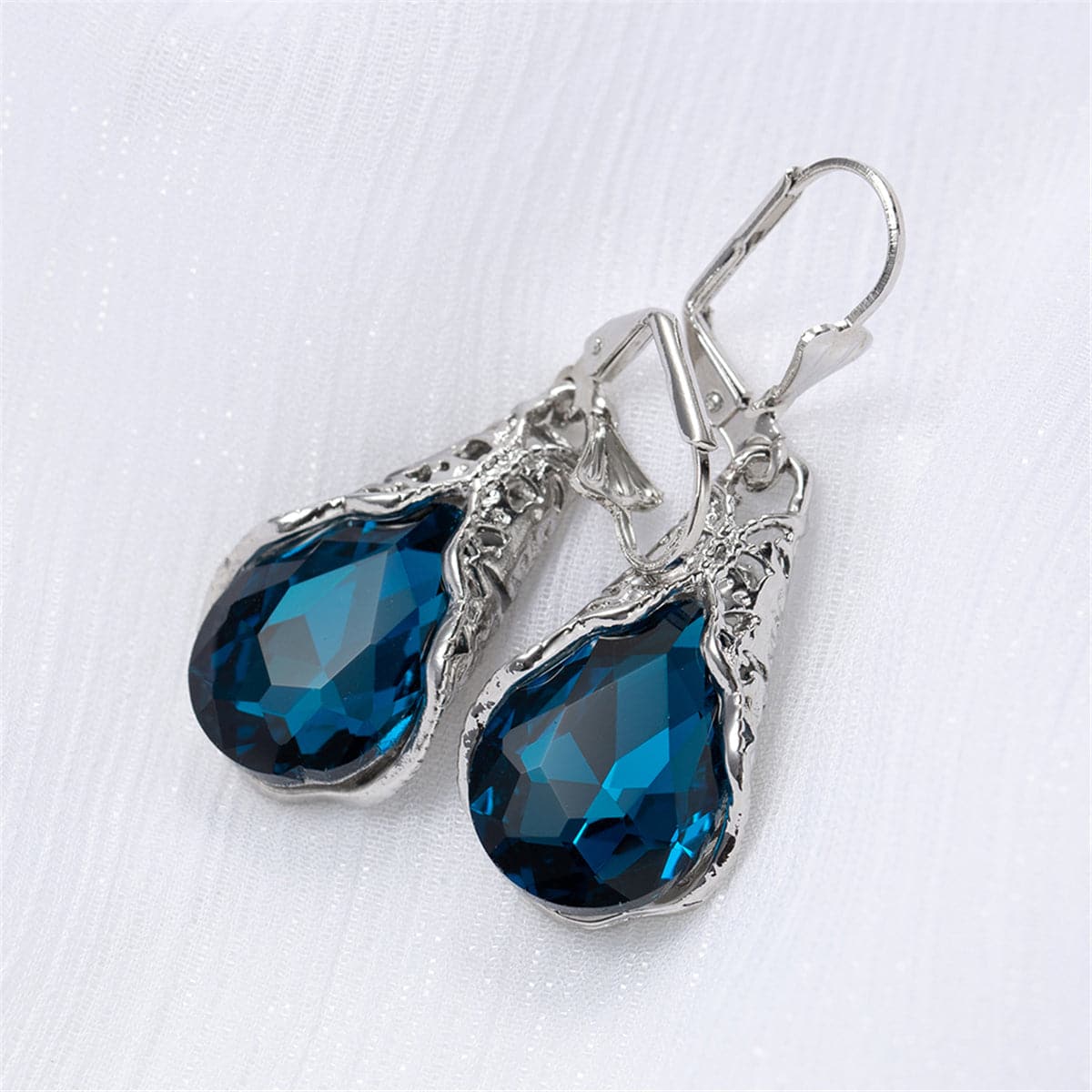 Navy Crystal Drop Earrings