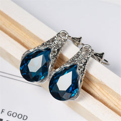 Navy Crystal Drop Earrings