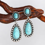 Turquoise & Silvertone Drop Earrings