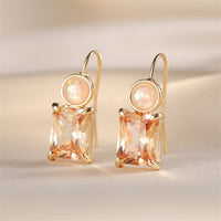 Champagne Crystal & Resin Stacked Circle Drop Earrings