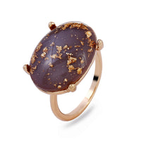 18k Gold-Plated & Purple Resin Oval Cocktail Ring - streetregion