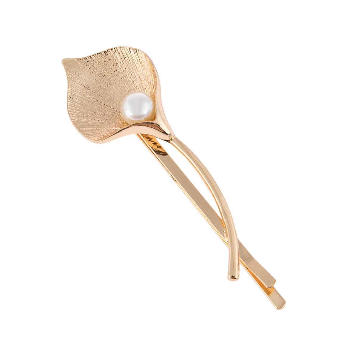Pearl & 18K Gold-Plated Lotus Leaf Hair Clip