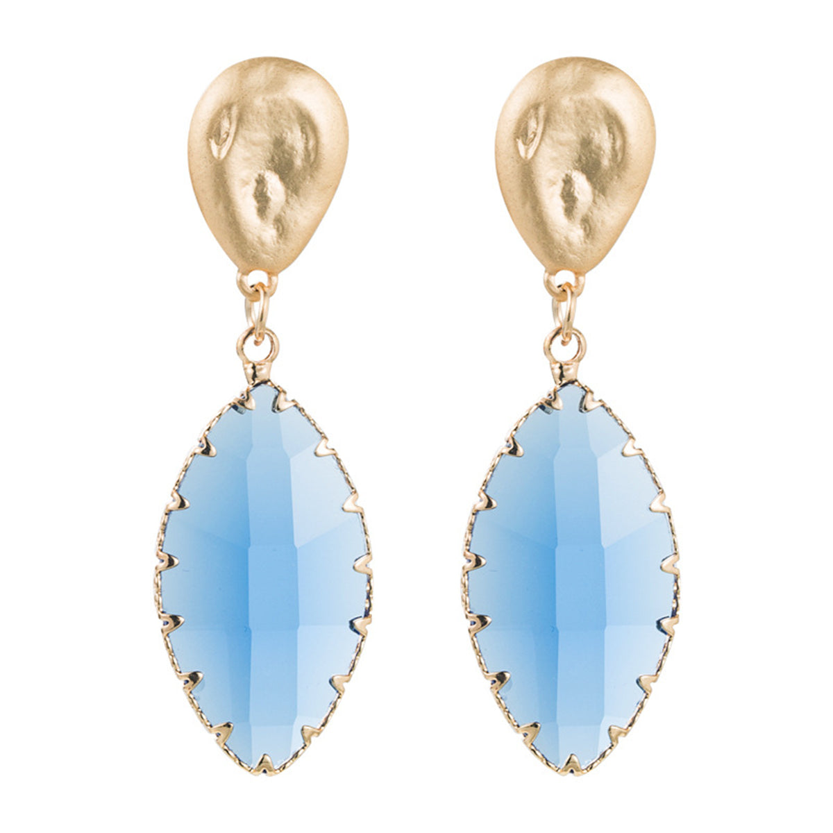 Blue Crystal & 18K Gold-Plated Marquise-Cut Drop Earrings
