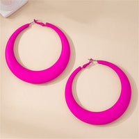 Rose Red Enamel & Silver-Plated Hoop Earring