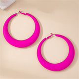Rose Red Enamel & Silver-Plated Hoop Earring