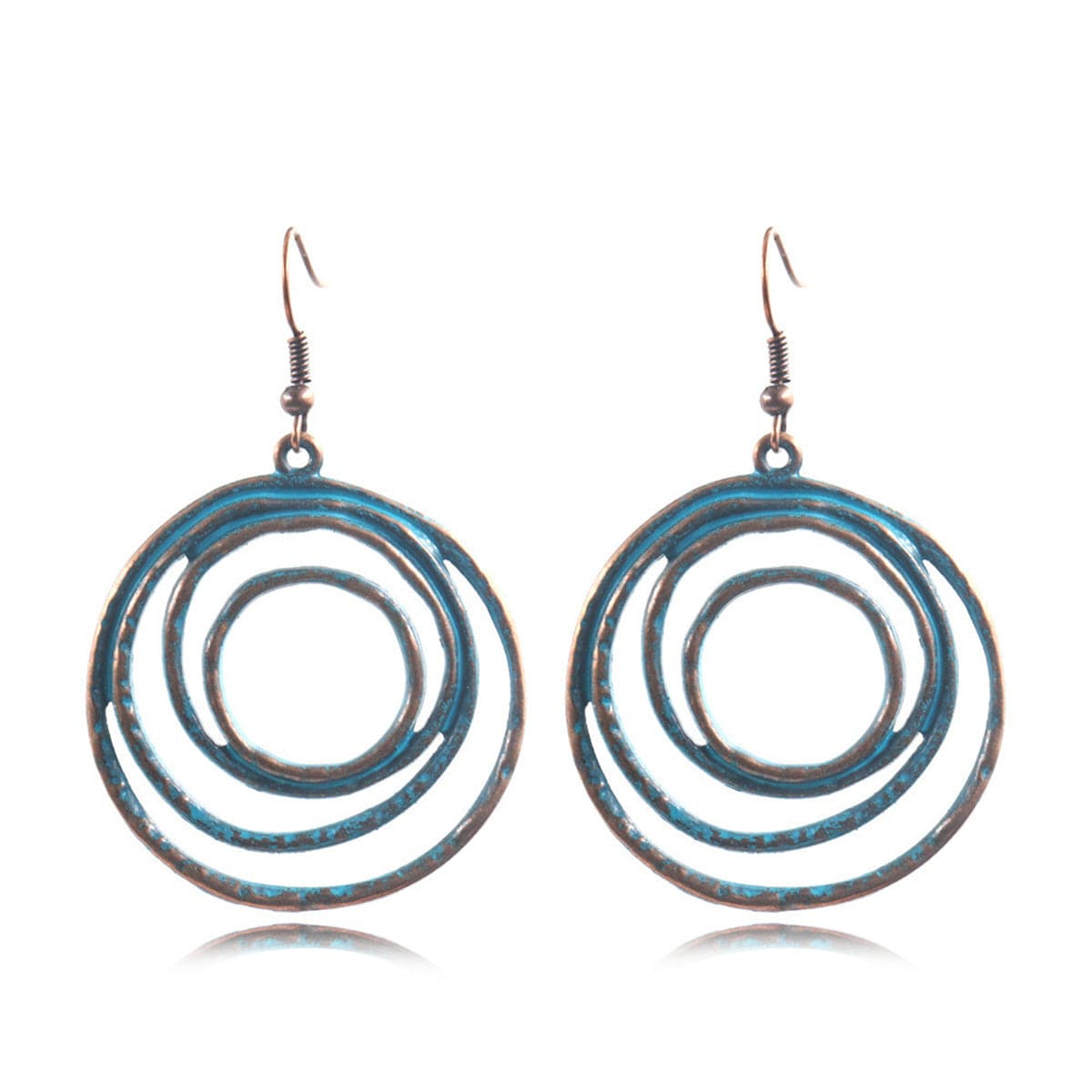 Teal Enamel and 18K Gold-Plated Ripple Drop Earrings, gold drop earrings for women, elegant gift for her, front view