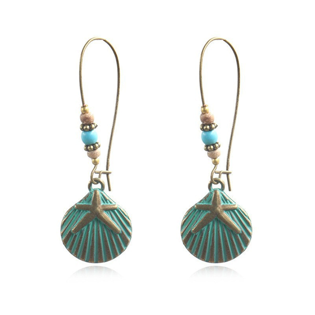 Howlite & 18K Gold-Plated Shell Starfish Drop Earrings