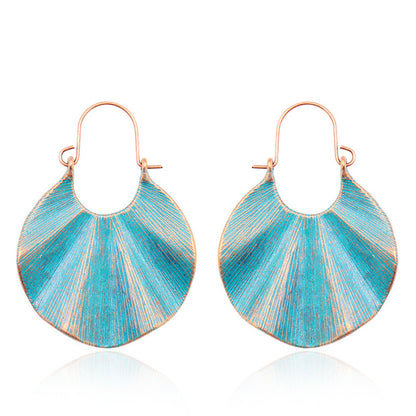 Aqua Enamel and 18K Gold-Plated Lotus Leaf Drop Earrings, gold drop earrings for women, vintage-inspired design, front view