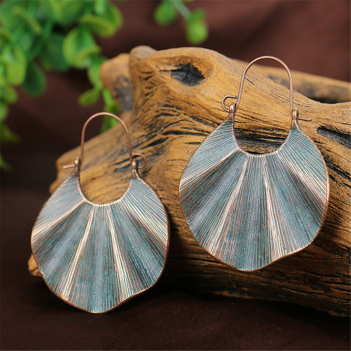 Aqua Enamel and 18K Gold-Plated Lotus Leaf Drop Earrings, gold drop earrings for women, vintage-inspired design, side view