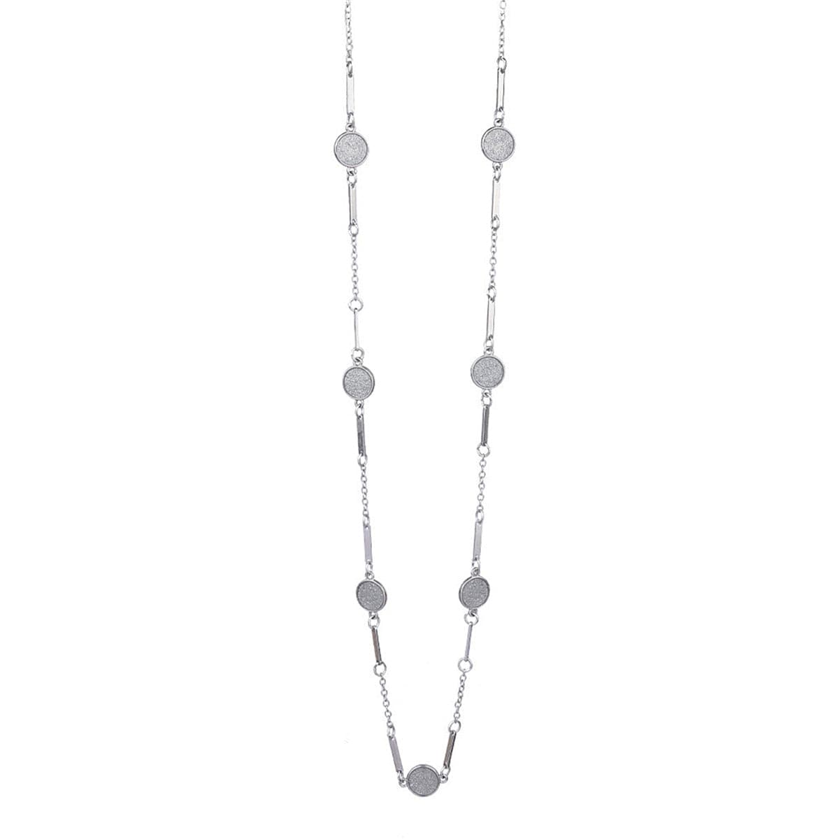 Polystyrene and Silver-Plated Station Necklace, silver pendant necklace for women, dainty minimalist design, side view