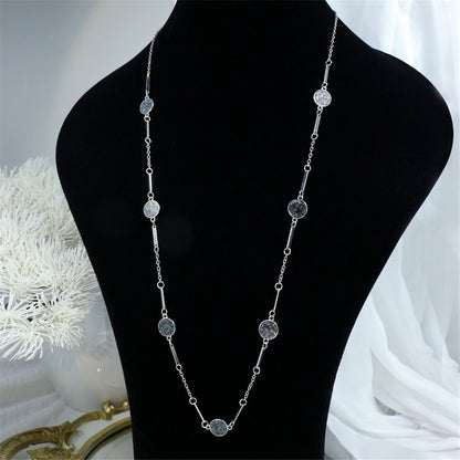 Polystyrene and Silver-Plated Station Necklace, silver pendant necklace for women, dainty minimalist design, lifestyle look