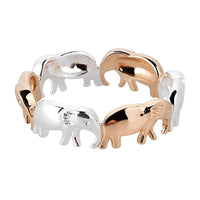 Rose Goldtone & Silvertone Elephant Ring