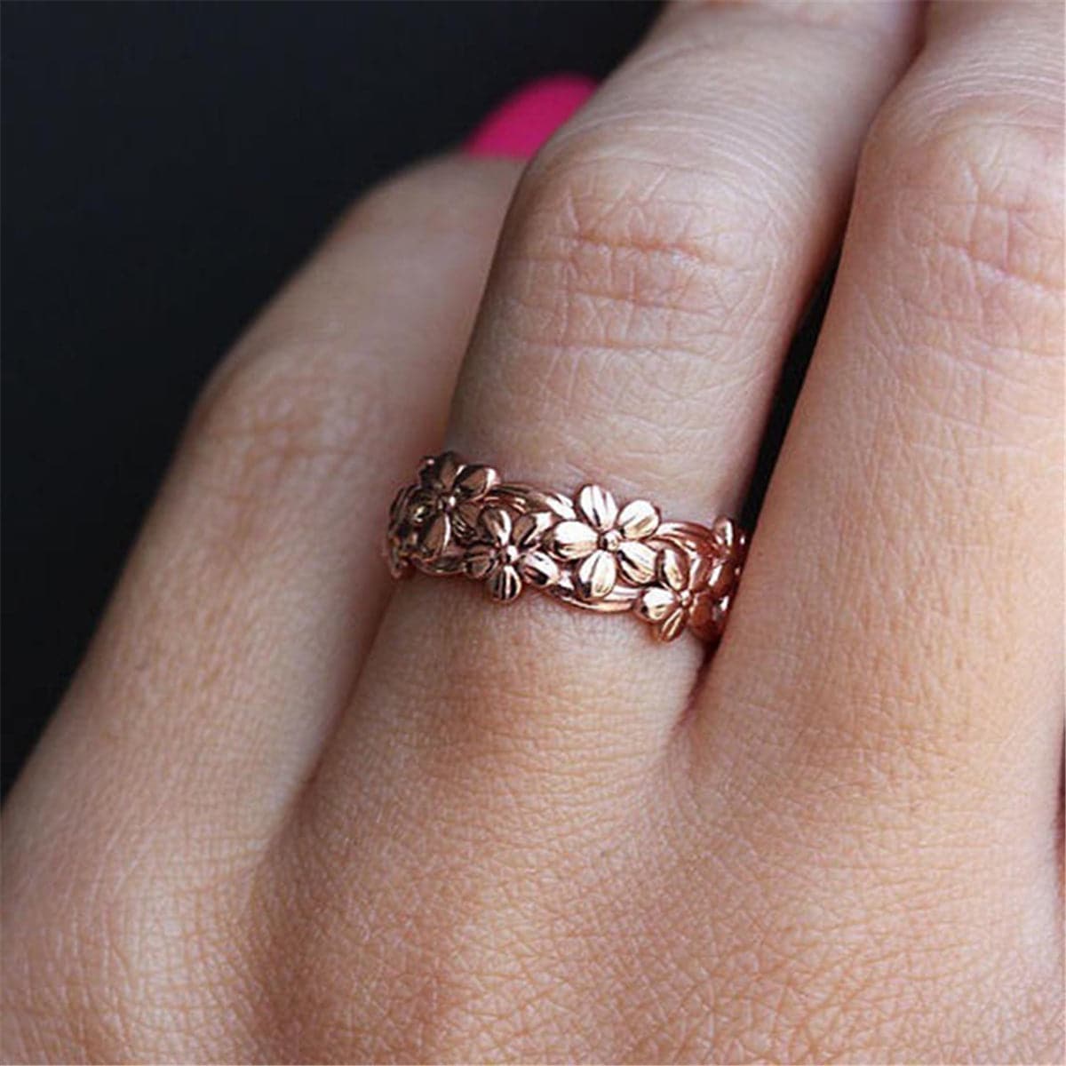 18K Rose Gold-Plated Sunflower Ring
