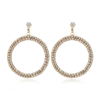 Cubic Zirconia and 18K Gold-Plated Pav¨¦ Circle Drop Earrings, gold drop earrings for women, botanical inspired, side view