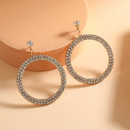 Cubic Zirconia and 18K Gold-Plated Pav¨¦ Circle Drop Earrings, gold drop earrings for women, lifestyle look