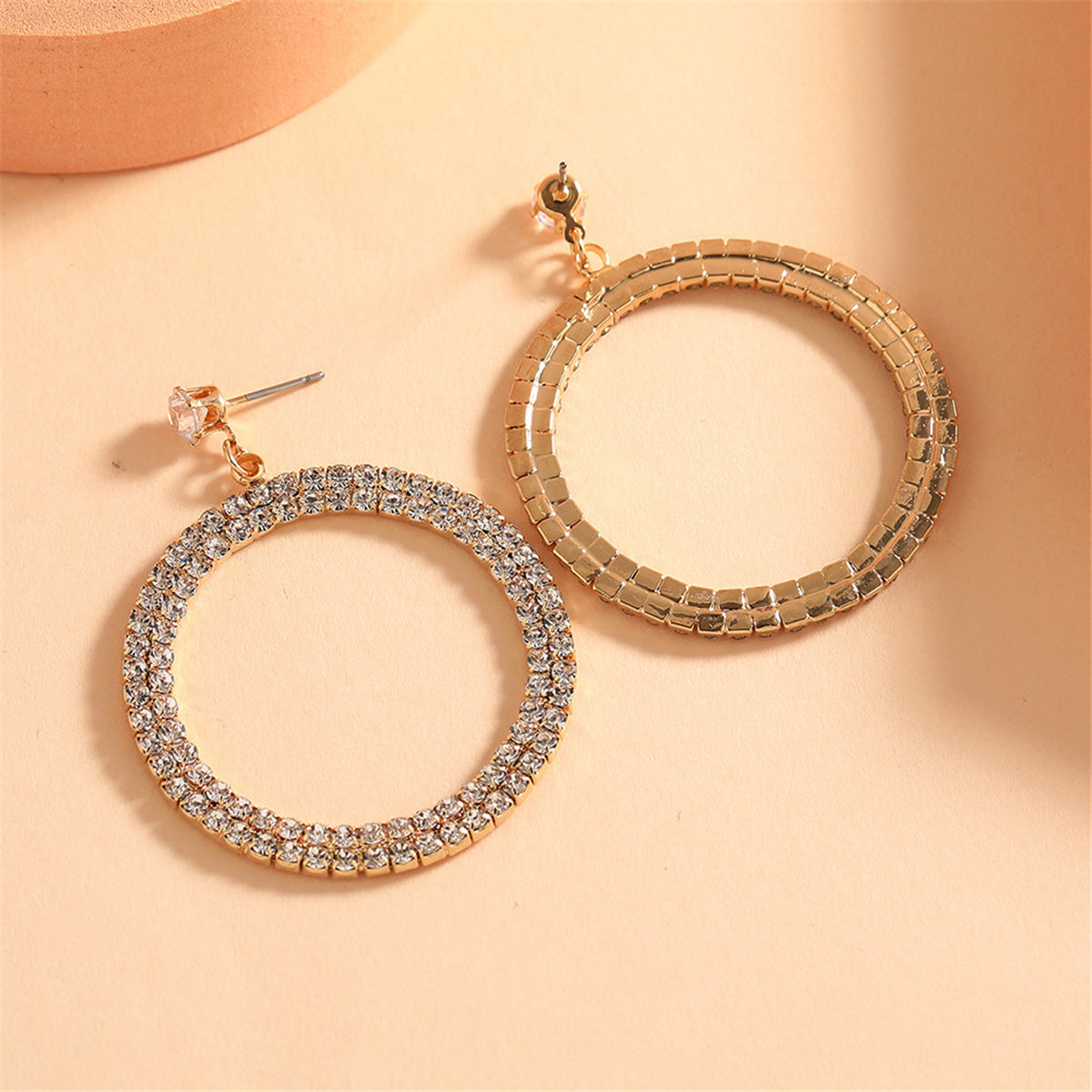 Cubic Zirconia and 18K Gold-Plated Pav¨¦ Circle Drop Earrings, gold drop earrings for women, botanical inspired, styled look