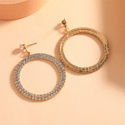 Cubic Zirconia and 18K Gold-Plated Pav¨¦ Circle Drop Earrings, gold drop earrings for women, botanical inspired, styled look