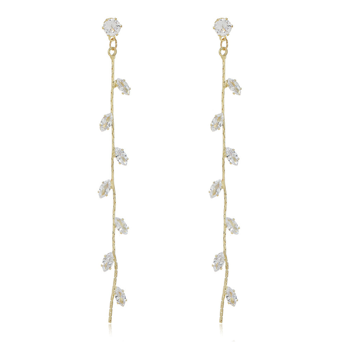 Crystal & 18K Gold-Plated Leaf Strand Drop Earrings