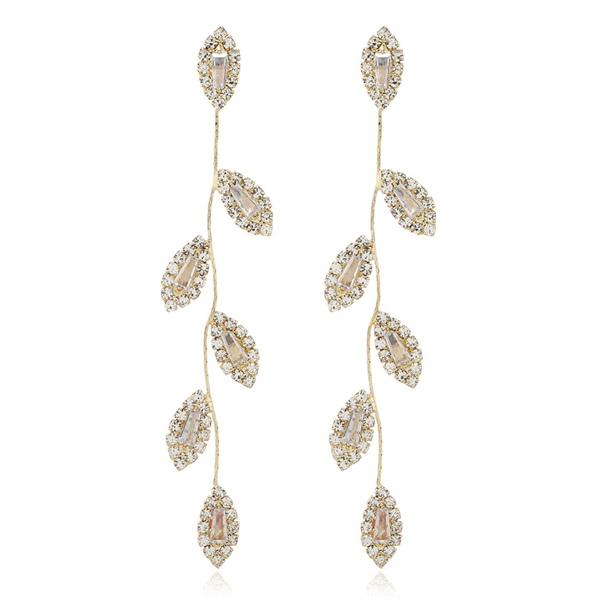 Crystal & Cubic Zirconia 18K Gold-Plated Branch Drop Earrings