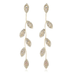 Crystal & Cubic Zirconia 18K Gold-Plated Branch Drop Earrings